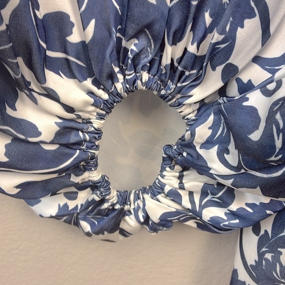 Significant Other Holly Dress Mini Long Balloon Sleeves Open Back Blue Floral 8 - Picture 10 of 13